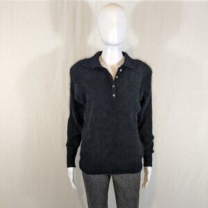 Vintage I B Diffusion Collared Button Super Soft Sweater Size Large